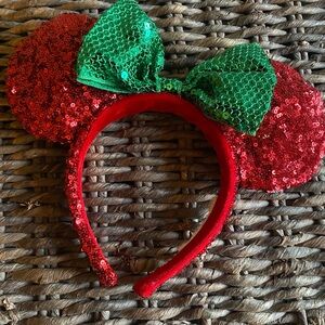 Disney Red and Green Sequin Mouse Ears Headband
